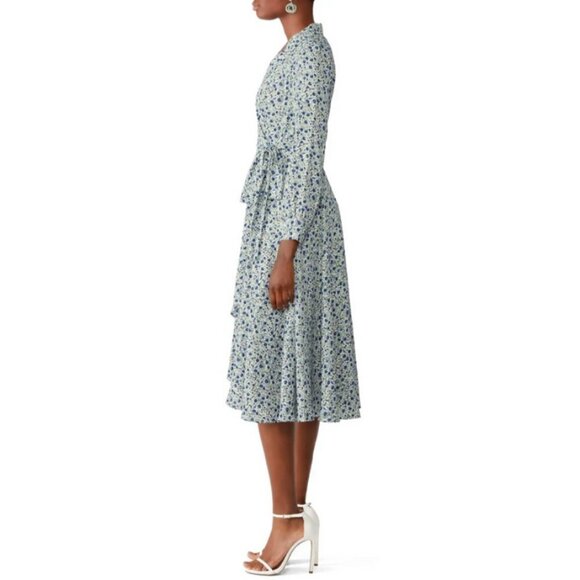 💕FAME AND PARTNERS💕 The Winslet Dress ~ Blue Floral Print US 2 Wrap Dress - Picture 4 of 14